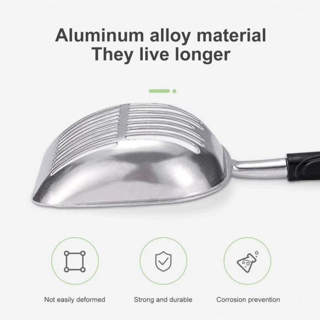 Cat Litter Scoop Metal Cat Litter Scooper Long Handle Alloy Pet Poop Sifting Shovel Cat Pooper Sifter Cleaning Supplies