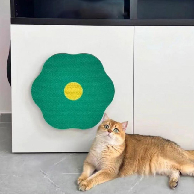 Self-Adhesive Cat Scratch Pad Wall Floor Mounted Cat Scratching Board Flower Shape Cat Scratcher for Couch Carpets Doors Furniture Protection