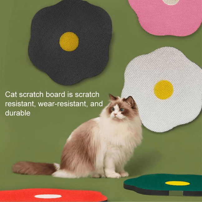 Self-Adhesive Cat Scratch Pad Wall Floor Mounted Cat Scratching Board Flower Shape Cat Scratcher for Couch Carpets Doors Furniture Protection