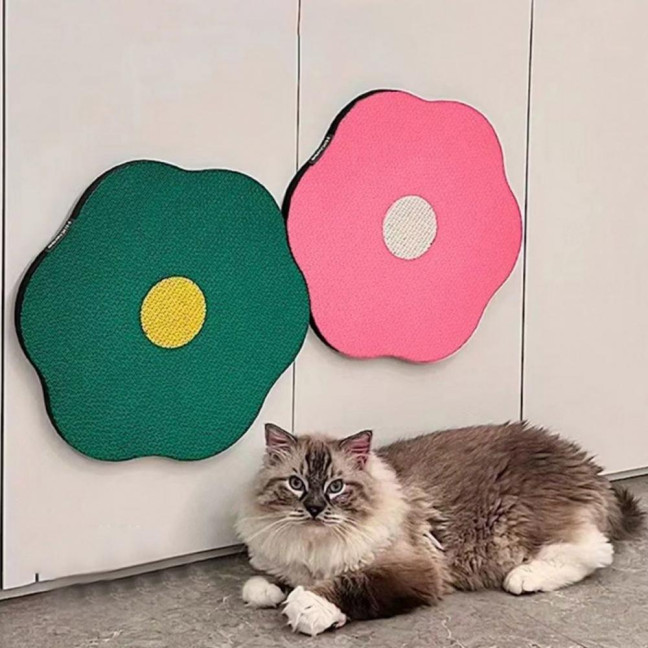 Self-Adhesive Cat Scratch Pad Wall Floor Mounted Cat Scratching Board Flower Shape Cat Scratcher for Couch Carpets Doors Furniture Protection