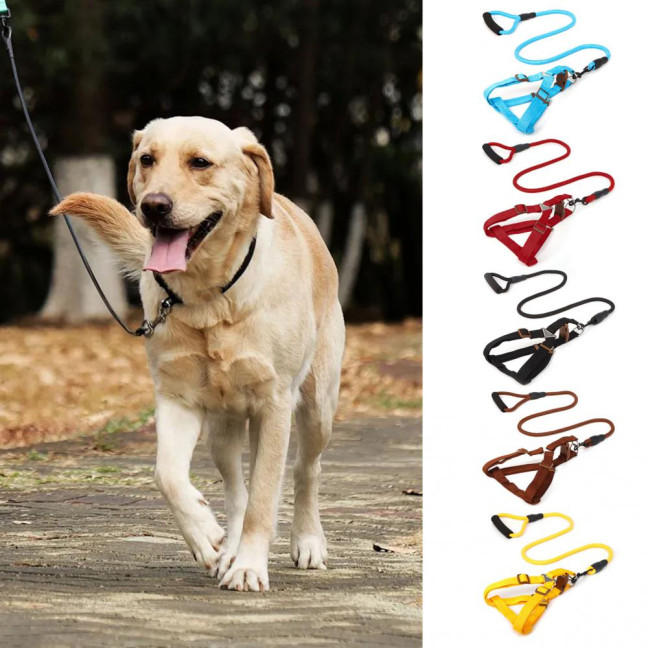 Dog Harness with Leash Dog Training Vest Lead Rope with Soft Padded Handle Pet Traction Supplies for Small And Medium Dogs Cats