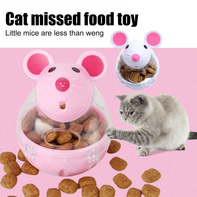 Cat Treat Dispenser Toy Large Capacity Transparent Design Mouse Shape Cat Interactive Toy Food Dispenser Treat Toy