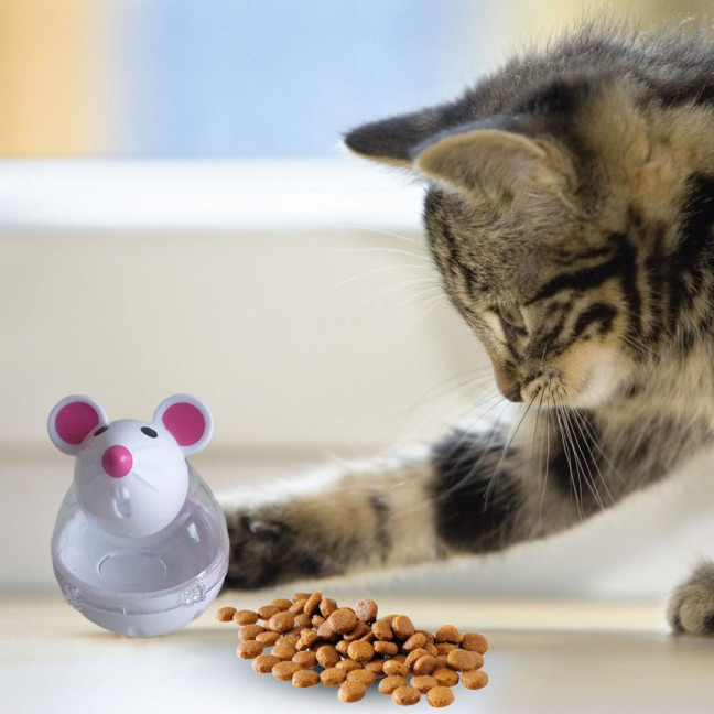 Cat Treat Dispenser Toy Large Capacity Transparent Design Mouse Shape Cat Interactive Toy Food Dispenser Treat Toy