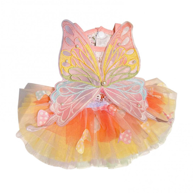 Dog Dress Butterflies Princess Style Colorful Wings Fluffy Tutu Dress Vibrant Color Lace Fabric Pet Dog Dress