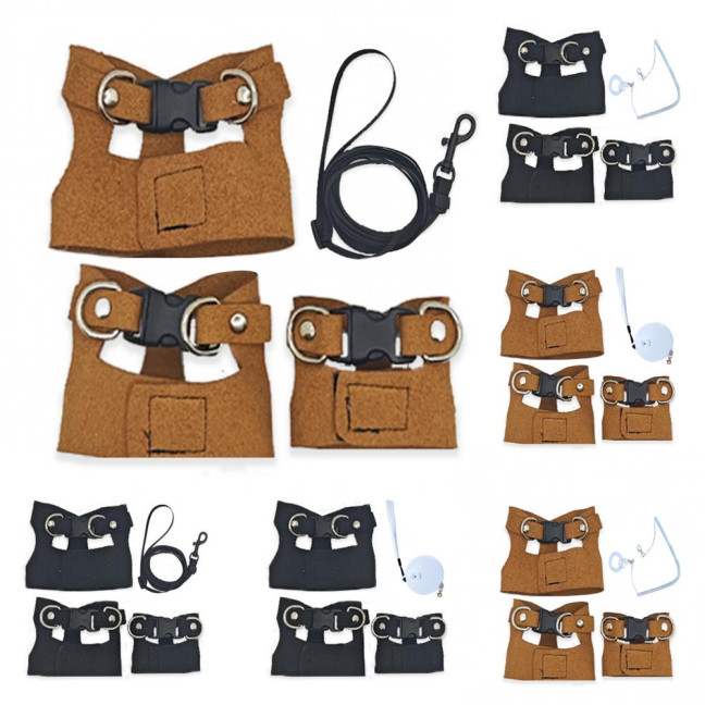 Bearded Dragon Harness And Leash Set Faux Leather Reptile Lizard Harness with Retractable Leash Small Animal Traction Rope Walking Vest Accessories for Amphibians Bearded Dragon Harness And Leash Set Faux Leather Reptile Lizard Harness with Retractable Leash Small Animal Traction Rope Walking Vest Accessories for Amphibians