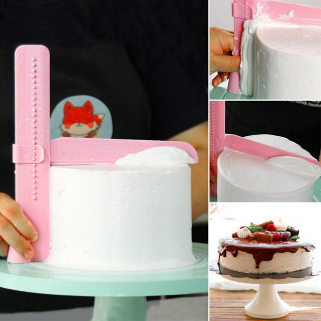 Adjustable Cake Smoother Scraper Fondant Spatula Cake Edges Smoother Food-Grade Cakes Pastry Spatula Cream Leveling Device Adjustable Cake Smoother Scraper Fondant Spatula Cake Edges Smoother Food-Grade Cakes Pastry Spatula Cream Leveling Device