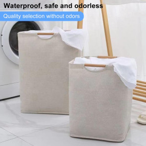 Laundry Hamper Storage Basket with Bamboo Handle Foldable Design Large Capacity Waterproof Fabric Clothes Hamper Laundry Basket