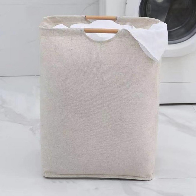 Laundry Hamper Storage Basket with Bamboo Handle Foldable Design Large Capacity Waterproof Fabric Clothes Hamper Laundry Basket