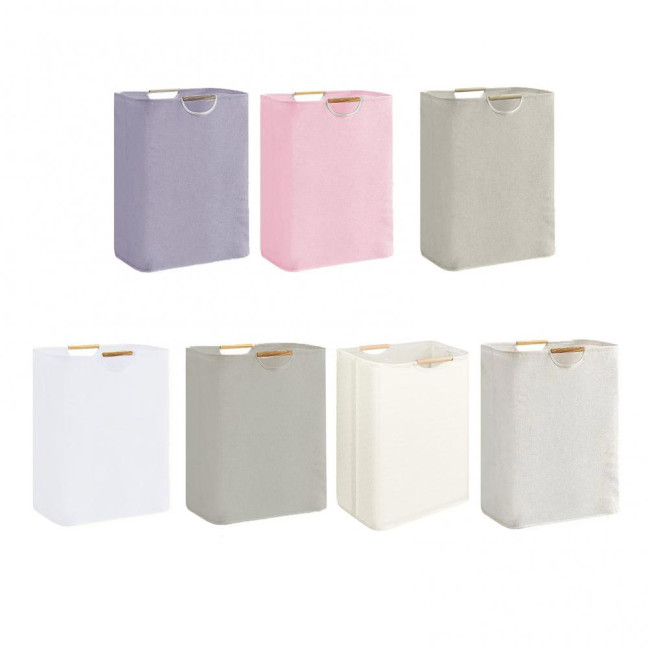 Laundry Hamper Storage Basket with Bamboo Handle Foldable Design Large Capacity Waterproof Fabric Clothes Hamper Laundry Basket