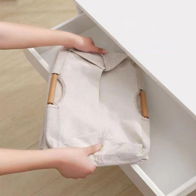 Laundry Hamper Storage Basket with Bamboo Handle Foldable Design Large Capacity Waterproof Fabric Clothes Hamper Laundry Basket