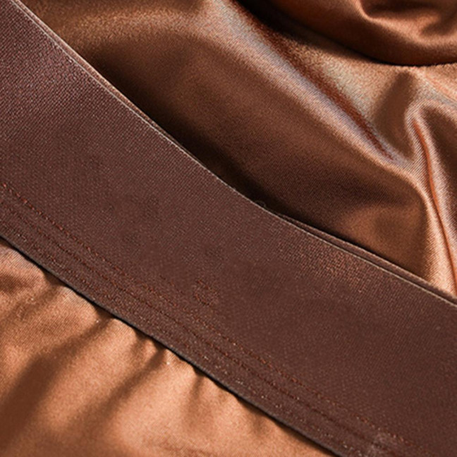 Men Boxer Underwear High Elasticity Breathable 3D Cut U-Convex Smooth Ice Silk Satin Shorts Panties Solid Color Seamless Panties