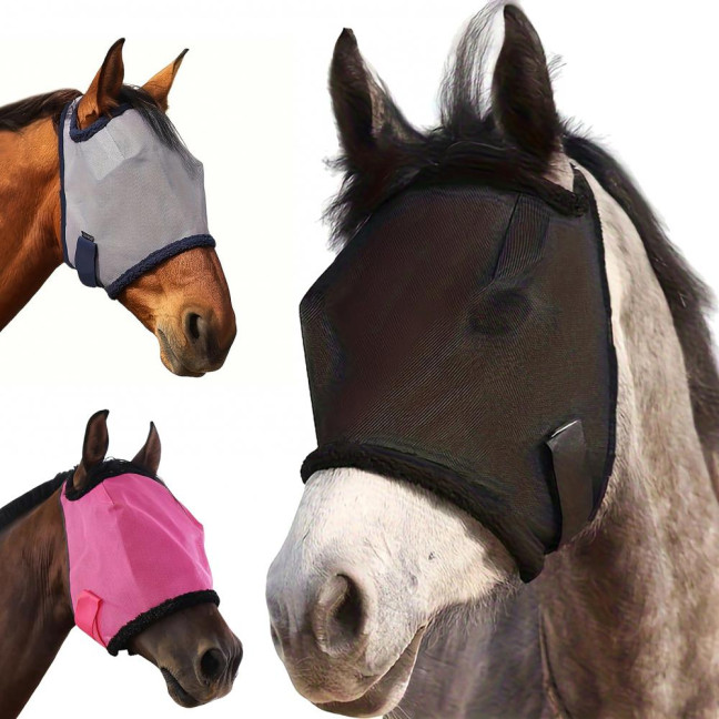 Horse Fly Face Guard Half Face UV Protection Cover from Summer Insect Pest Adjustable Breathable Mesh Coverage for Horse