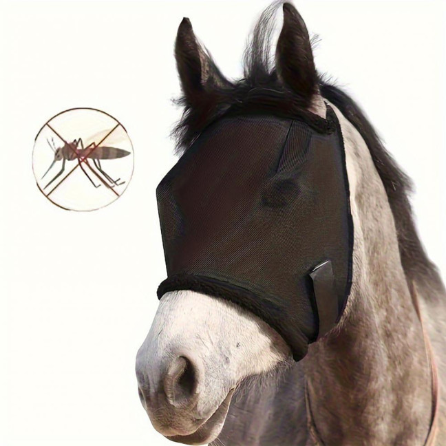 Horse Fly Face Guard Half Face UV Protection Cover from Summer Insect Pest Adjustable Breathable Mesh Coverage for Horse
