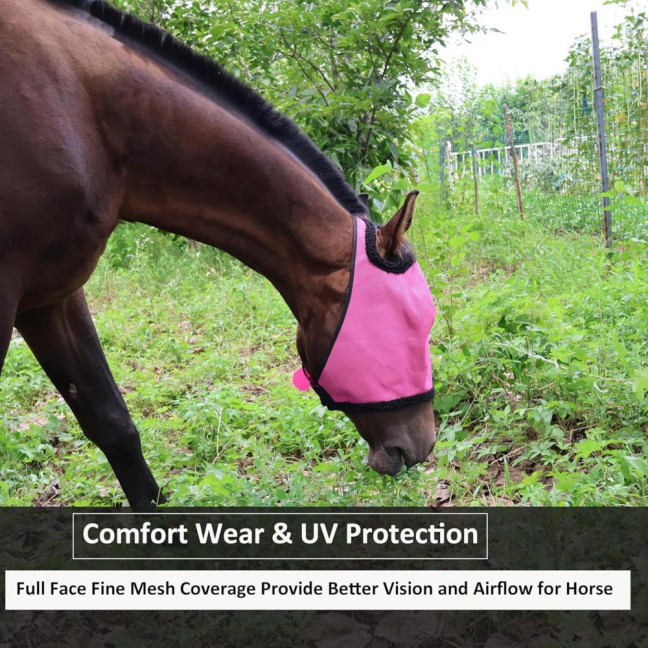 Horse Fly Face Guard Half Face UV Protection Cover from Summer Insect Pest Adjustable Breathable Mesh Coverage for Horse