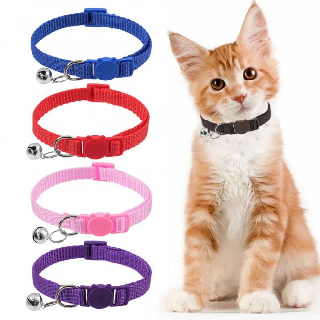 Cat Collar with Bell Soft Cat Safety Collar with Quick Release Buckle Adjustable Nylon Collar for Cats Puppy