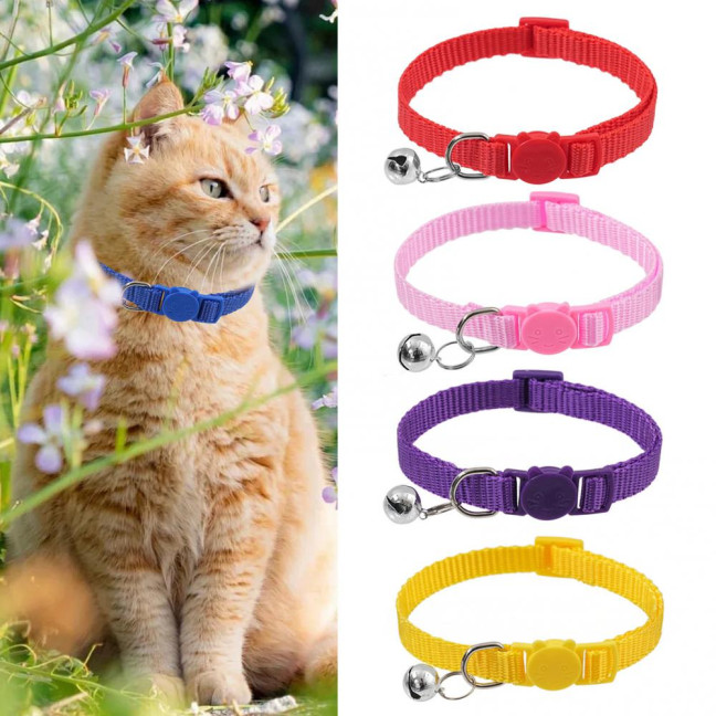 Cat Collar with Bell Soft Cat Safety Collar with Quick Release Buckle Adjustable Nylon Collar for Cats Puppy