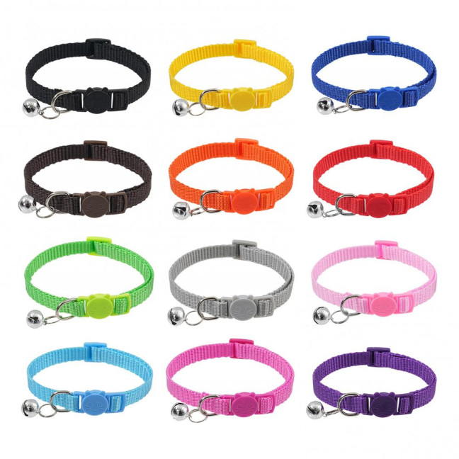 Cat Collar with Bell Soft Cat Safety Collar with Quick Release Buckle Adjustable Nylon Collar for Cats Puppy