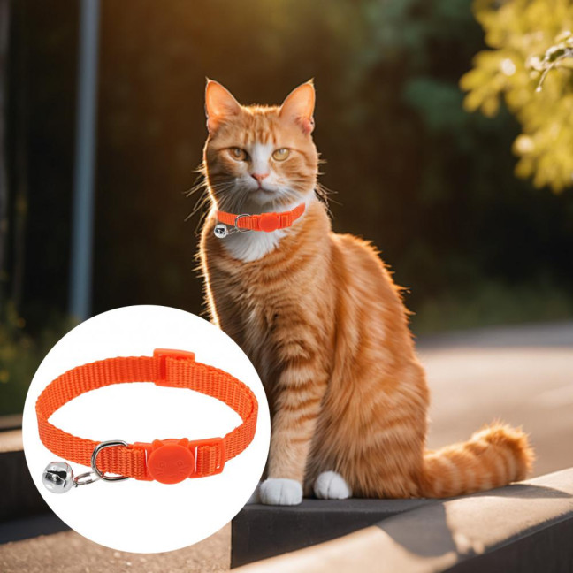 Cat Collar with Bell Soft Cat Safety Collar with Quick Release Buckle Adjustable Nylon Collar for Cats Puppy