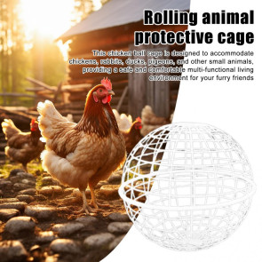 Ball Shaped Movable Chicken House Rollable Poultry Enclosure Round Hutch Plastic Chicken Coop Safety Cage to Prevent Dog Bites for Chicks Rabbits Birds