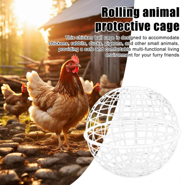 Ball Shaped Movable Chicken House Rollable Poultry Enclosure Round Hutch Plastic Chicken Coop Safety Cage to Prevent Dog Bites for Chicks Rabbits Birds