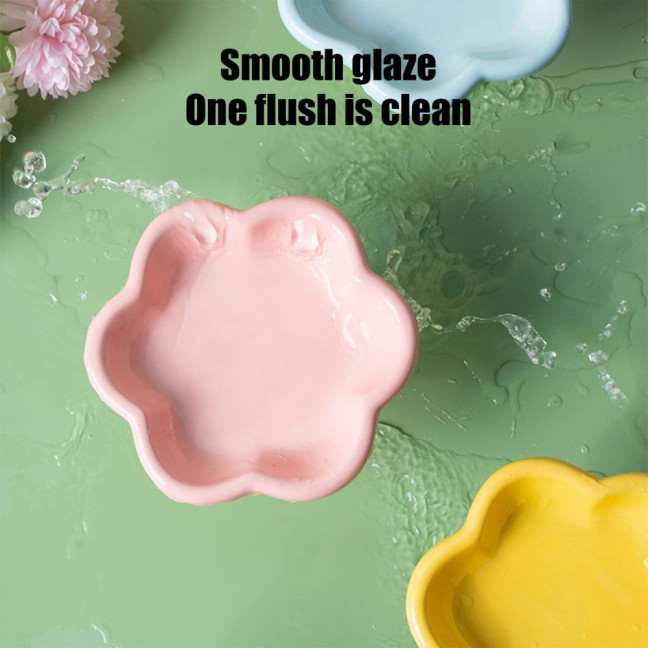 Ceramic Raised Cat Bowls Flower Design Elevated Cat Food Water Bowl Small Cat Feeding Dish for Cats Small Dogs