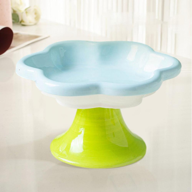 Ceramic Raised Cat Bowls Flower Design Elevated Cat Food Water Bowl Small Cat Feeding Dish for Cats Small Dogs