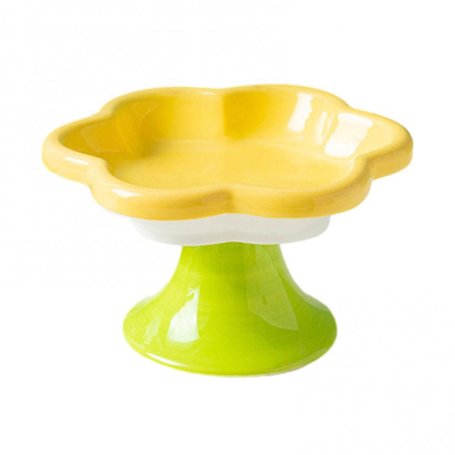 Ceramic Raised Cat Bowls Flower Design Elevated Cat Food Water Bowl Small Cat Feeding Dish for Cats Small Dogs