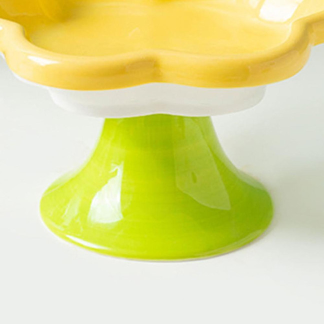 Ceramic Raised Cat Bowls Flower Design Elevated Cat Food Water Bowl Small Cat Feeding Dish for Cats Small Dogs