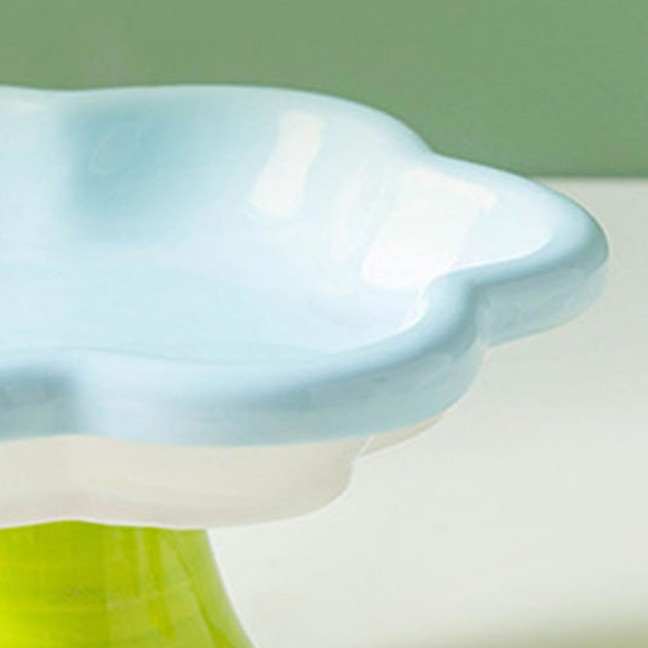 Ceramic Raised Cat Bowls Flower Design Elevated Cat Food Water Bowl Small Cat Feeding Dish for Cats Small Dogs