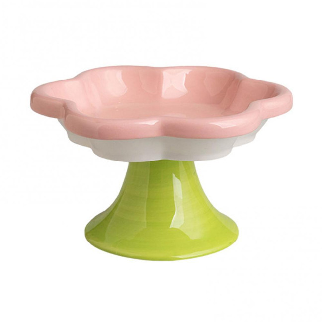 Ceramic Raised Cat Bowls Flower Design Elevated Cat Food Water Bowl Small Cat Feeding Dish for Cats Small Dogs