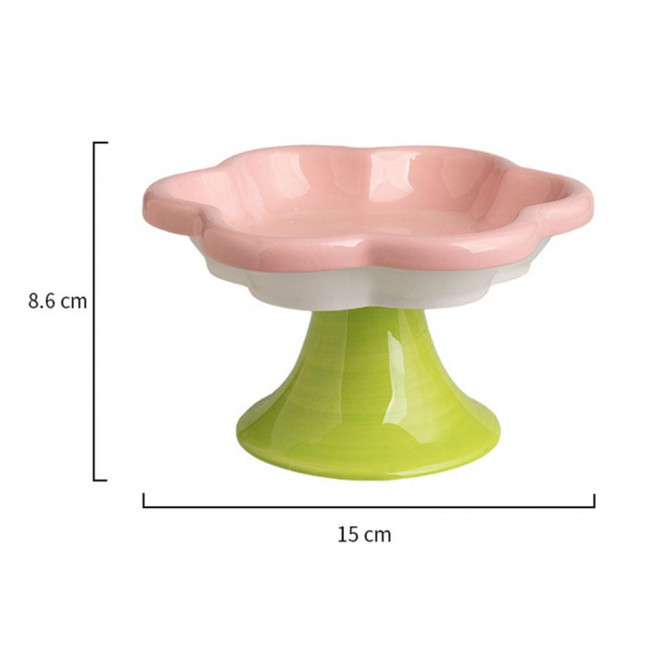 Ceramic Raised Cat Bowls Flower Design Elevated Cat Food Water Bowl Small Cat Feeding Dish for Cats Small Dogs