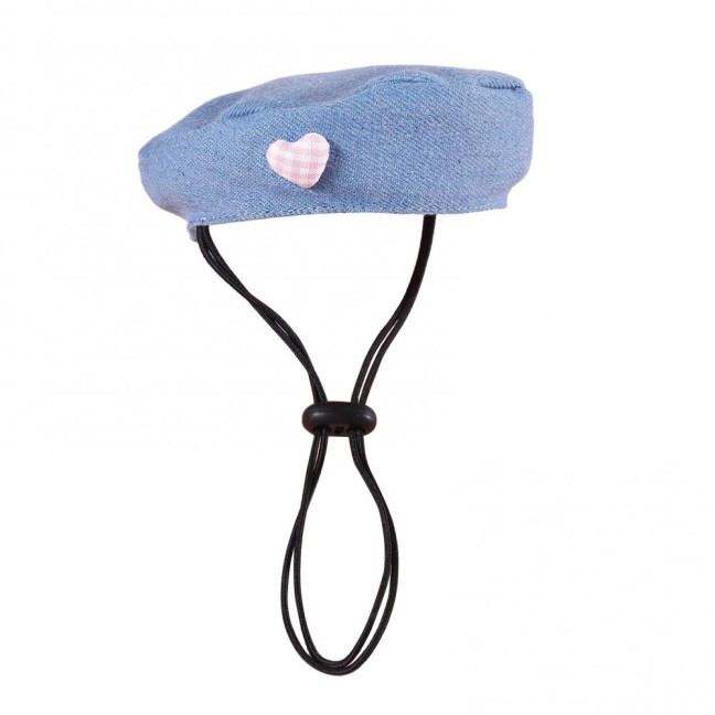 Cartoon Pet Costume Small Dog Beret Hat with Adjustable Straps Denim Pet Bandana Dress-up Accessories for Small Medium Dogs Cats