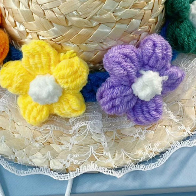 Pet Sombrero Straw Hat Mini Dog Sun Protection Hat with Flower Adjustable Hawaii Sun Bucket Cap Summer Beach Hat for Small Medium Dogs Cats