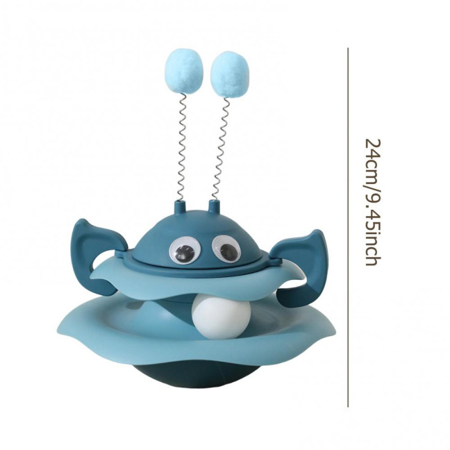 Cat Ball Track Toy Interactive Bee Shaped Cat Tower with Roller Ball Turntable Tumbler Cat Toy with Spring Pompom Ball for Indoor Cats