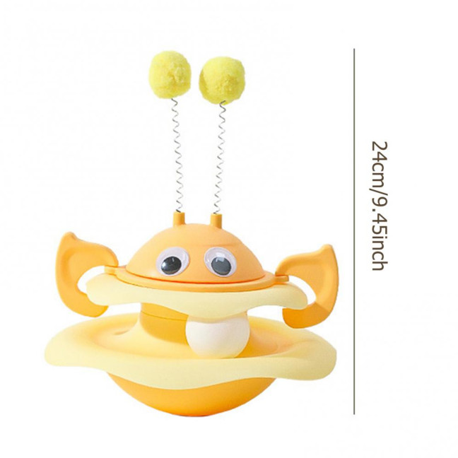 Cat Ball Track Toy Interactive Bee Shaped Cat Tower with Roller Ball Turntable Tumbler Cat Toy with Spring Pompom Ball for Indoor Cats