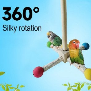 Spinning Birds Stand Perch Toy 360 Degree Rotation Wooden Exercise Wheel Parrot Perch Cage Accessories for Parakeets Budgies Lovebirds Finch Conure