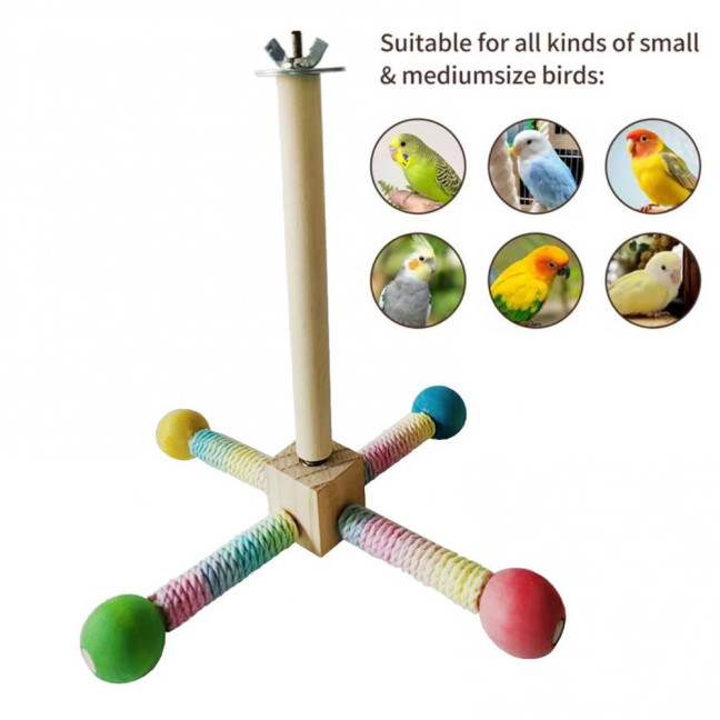 Spinning Birds Stand Perch Toy 360 Degree Rotation Wooden Exercise Wheel Parrot Perch Cage Accessories for Parakeets Budgies Lovebirds Finch Conure Spinning Birds Stand Perch Toy 360 Degree Rotation Wooden Exercise Wheel Parrot Perch Cage Accessories for Parakeets Budgies Lovebirds Finch Conure