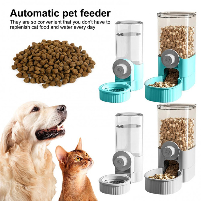 Hanging Cage Automatic Pet Feeder 520ML Small Pet Water Dispenser 1200ML Auto Food Feeding Bowl for Puppy Kitten Rabbit Chinchilla Hedgehog Ferret