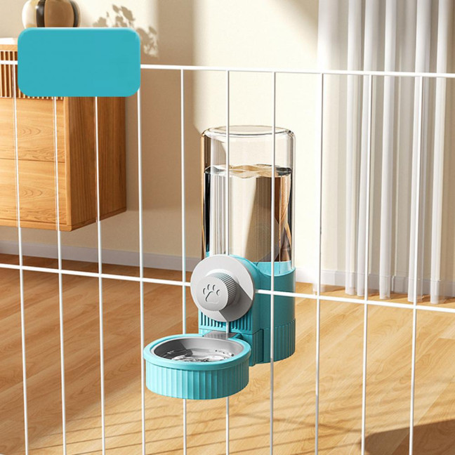 Hanging Cage Automatic Pet Feeder 520ML Small Pet Water Dispenser 1200ML Auto Food Feeding Bowl for Puppy Kitten Rabbit Chinchilla Hedgehog Ferret