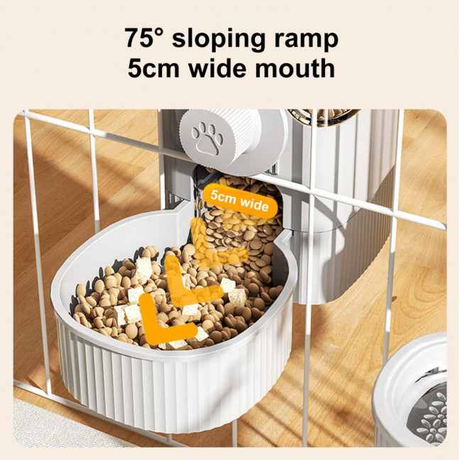 Hanging Cage Automatic Pet Feeder 520ML Small Pet Water Dispenser 1200ML Auto Food Feeding Bowl for Puppy Kitten Rabbit Chinchilla Hedgehog Ferret