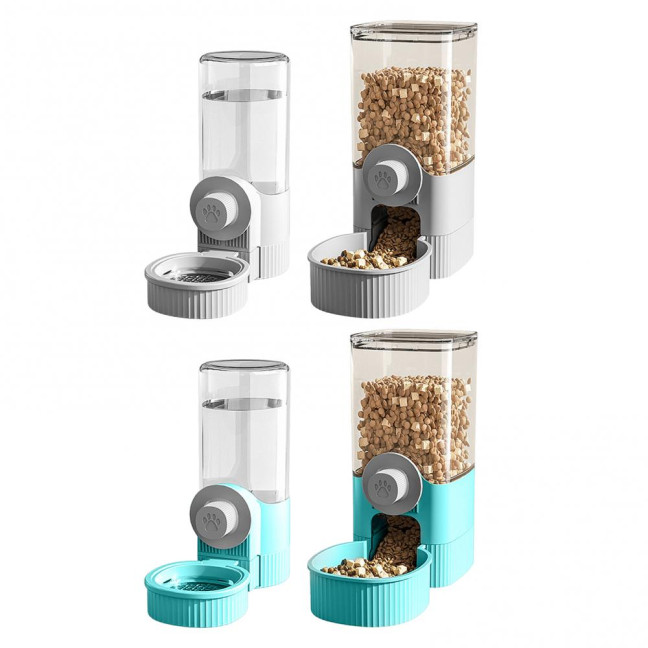 Hanging Cage Automatic Pet Feeder 520ML Small Pet Water Dispenser 1200ML Auto Food Feeding Bowl for Puppy Kitten Rabbit Chinchilla Hedgehog Ferret