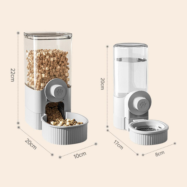 Hanging Cage Automatic Pet Feeder 520ML Small Pet Water Dispenser 1200ML Auto Food Feeding Bowl for Puppy Kitten Rabbit Chinchilla Hedgehog Ferret