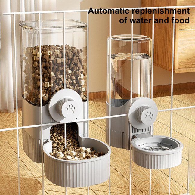 Hanging Cage Automatic Pet Feeder 520ML Small Pet Water Dispenser 1200ML Auto Food Feeding Bowl for Puppy Kitten Rabbit Chinchilla Hedgehog Ferret
