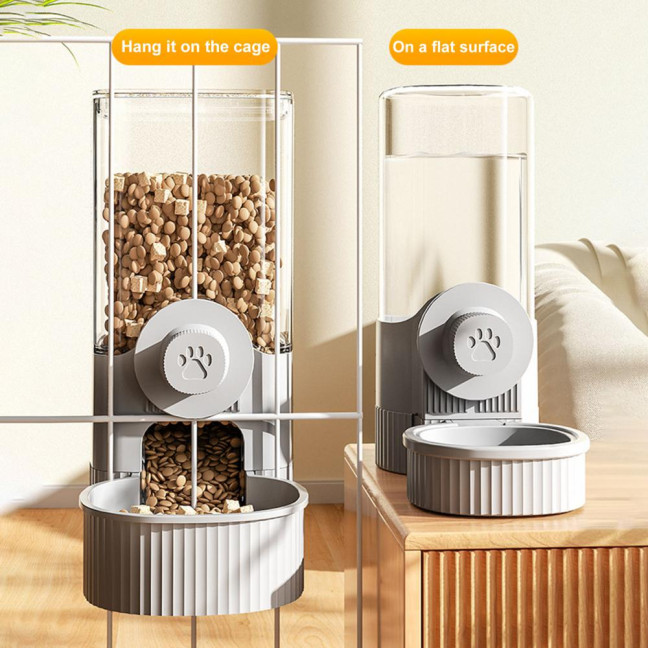 Hanging Cage Automatic Pet Feeder 520ML Small Pet Water Dispenser 1200ML Auto Food Feeding Bowl for Puppy Kitten Rabbit Chinchilla Hedgehog Ferret