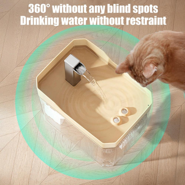 1.5L Transparent Pet Water Fountain Automatic Cat Drinking Dispenser with 3 Filter Sponge Electric Pet Drink Bowl for Indoor Cats Dogs