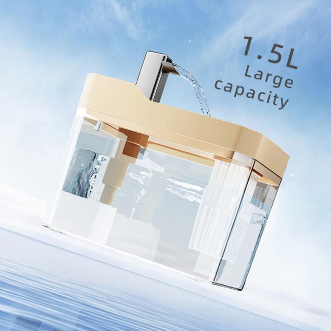 1.5L Transparent Pet Water Fountain Automatic Cat Drinking Dispenser with 3 Filter Sponge Electric Pet Drink Bowl for Indoor Cats Dogs