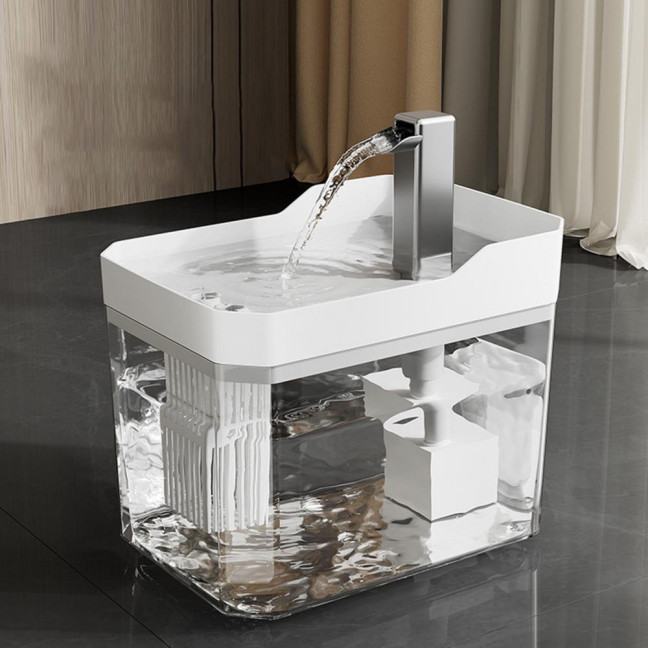 1.5L Transparent Pet Water Fountain Automatic Cat Drinking Dispenser with 3 Filter Sponge Electric Pet Drink Bowl for Indoor Cats Dogs