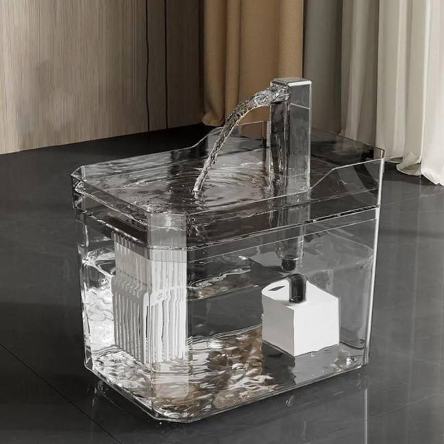 1.5L Transparent Pet Water Fountain Automatic Cat Drinking Dispenser with 3 Filter Sponge Electric Pet Drink Bowl for Indoor Cats Dogs