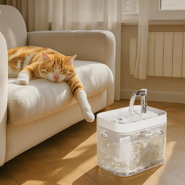 1.5L Transparent Pet Water Fountain Automatic Cat Drinking Dispenser with 3 Filter Sponge Electric Pet Drink Bowl for Indoor Cats Dogs