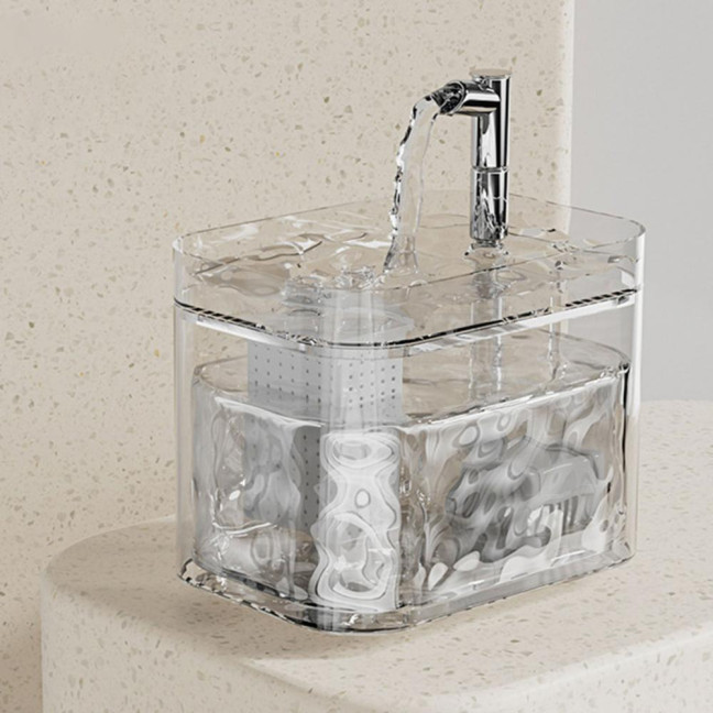 1.5L Transparent Pet Water Fountain Automatic Cat Drinking Dispenser with 3 Filter Sponge Electric Pet Drink Bowl for Indoor Cats Dogs
